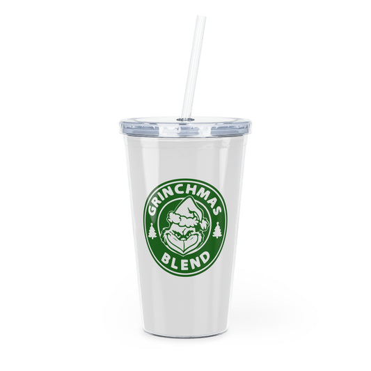 Grinchmas Blend Plastic Tumbler 20 oz with Straw: Sip the Mischief, Embrace the Cheer!