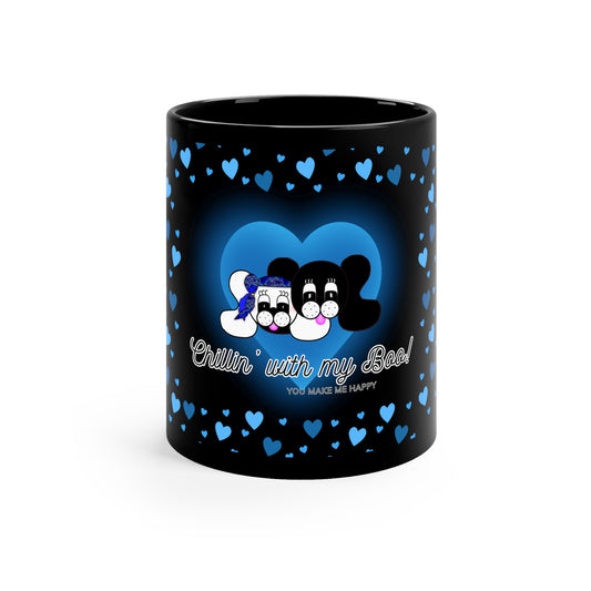 Chillin" With My Boo! 11oz Black Mug | Hanging Out With The Blush Puppies | Valentine's Day Mug | Gifts for Him | Gifts for Her | Mugs